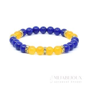 Náramek z modrého a žlutého jadeitu