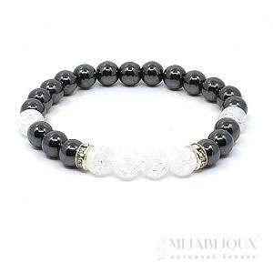 Náramek z minerálů hematit a křišťál II