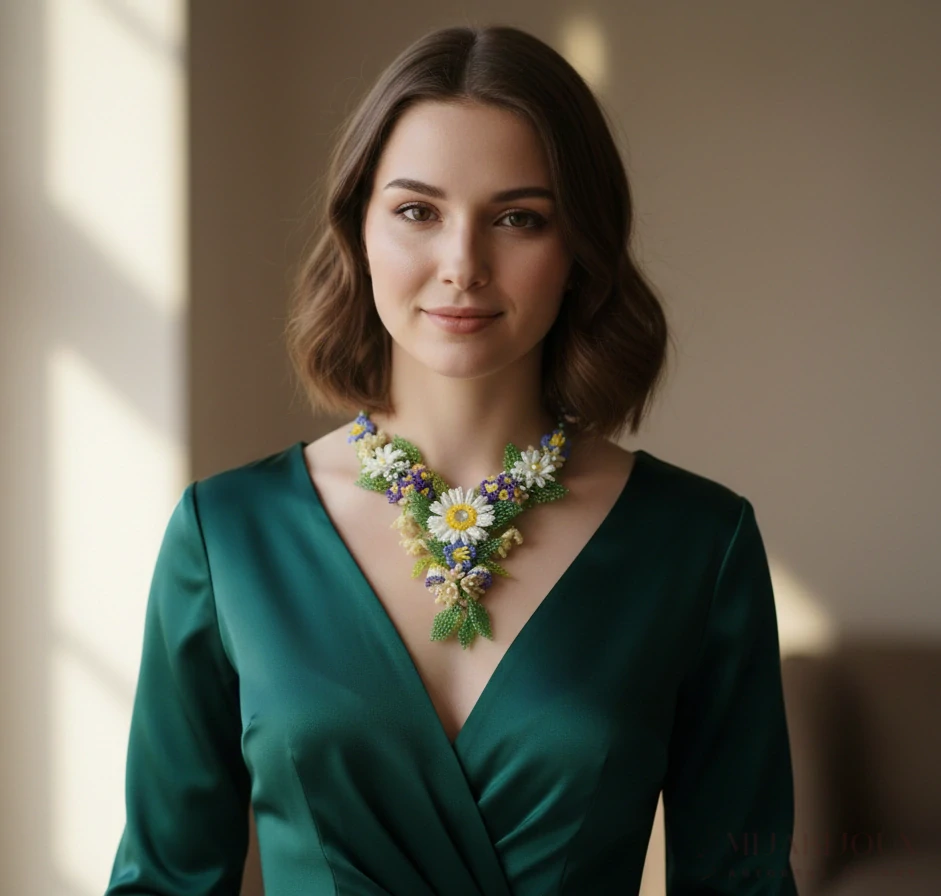 Masivní náhrdelník Kytice lučních květů