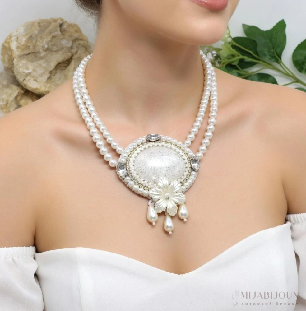 Unikátní originál – Luxusní dvojitý perlový náhrdelník handmade (jen 1 ks)