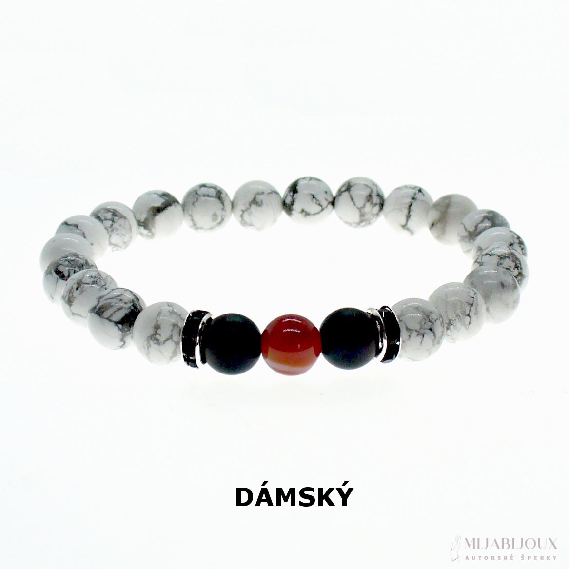 Partnerské náramky z minerálů howlit a onyx