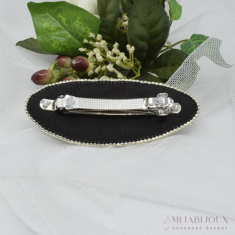 Spona do vlasů se shibori a perlami