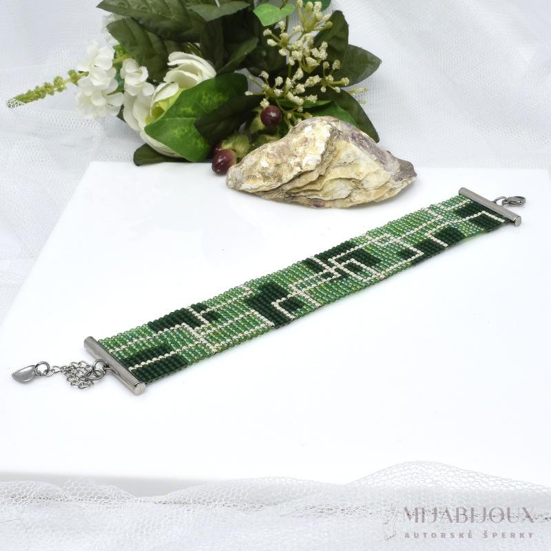 Masivní zeleno - zlatý náramek